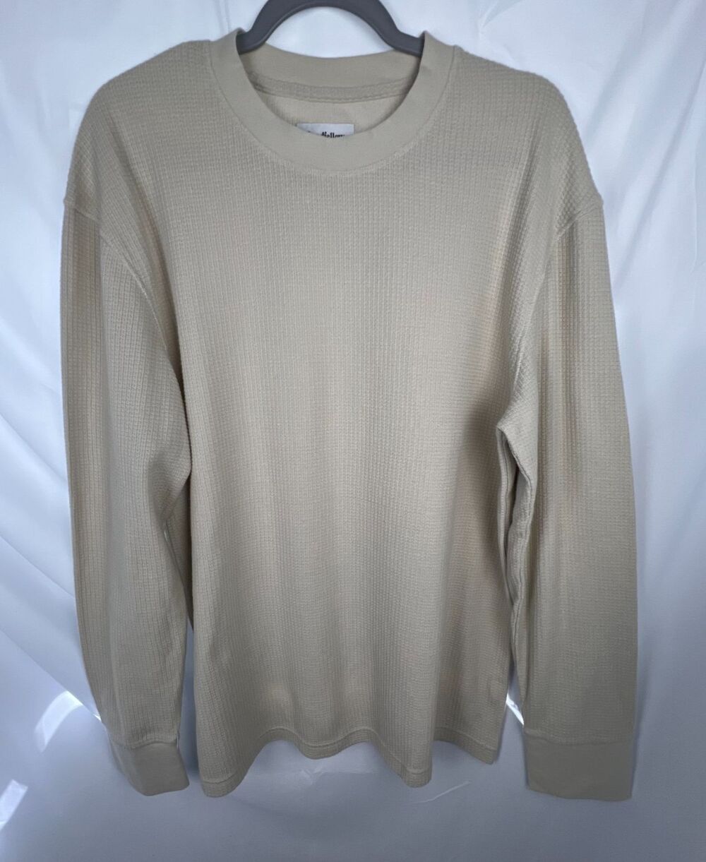 Goodfellow & CO Men’s Large Beige Waffle Knit Thermal Long Sleeve Shirt